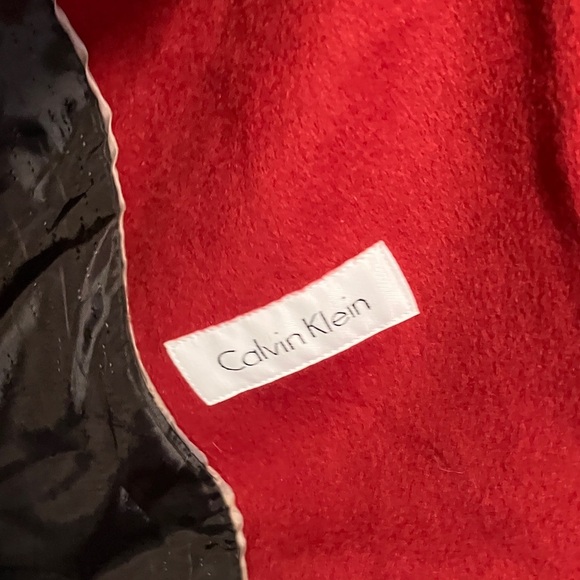 NWOT Calvin Klein Wool Angora Elegant Red Women's Coat - Picture 6 of 8